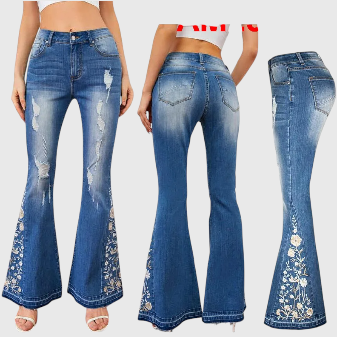Flared Jeans with Embroidery