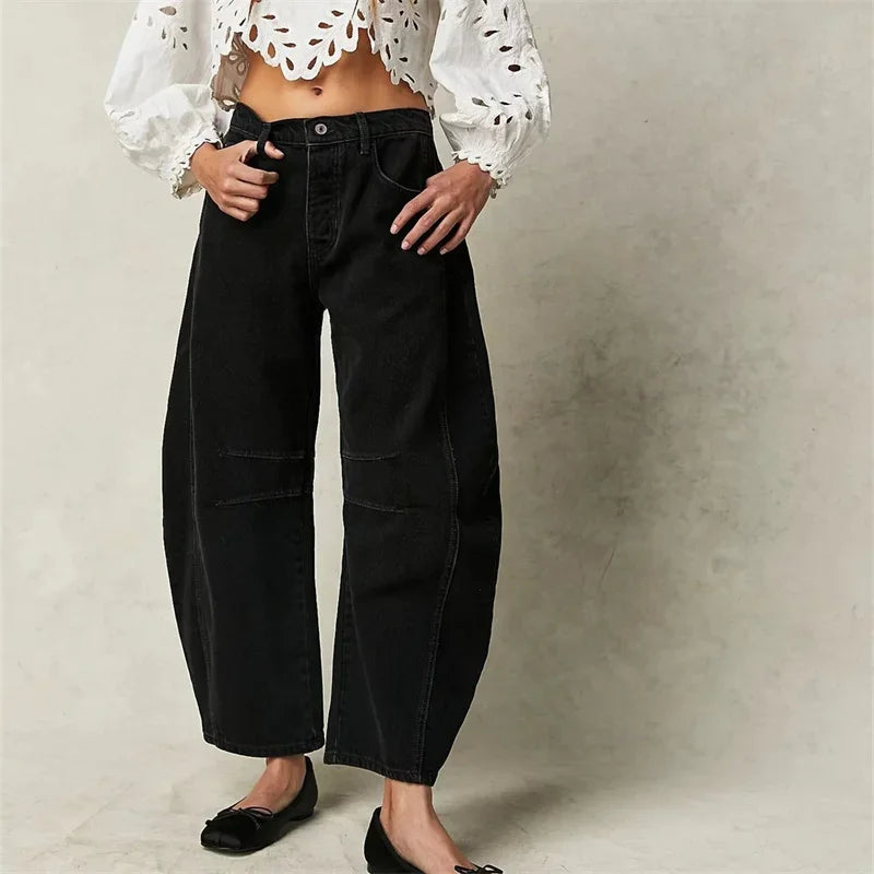 American Style Knee Splicing Denim Jeans