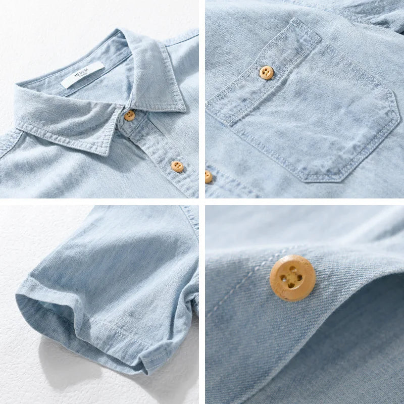 Lightweight Short-Sleeve Denim Shirt