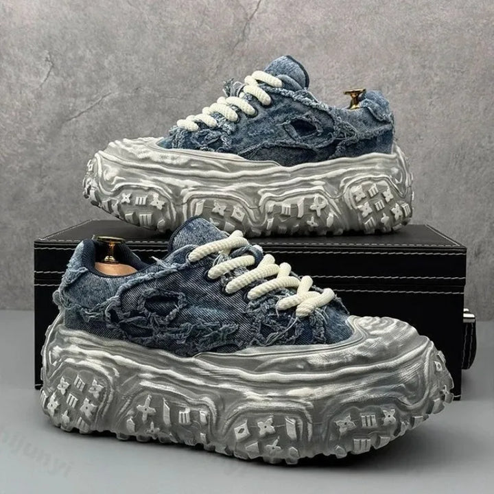 Lace-Up Vulcanized Chunky Canvas Sneakers