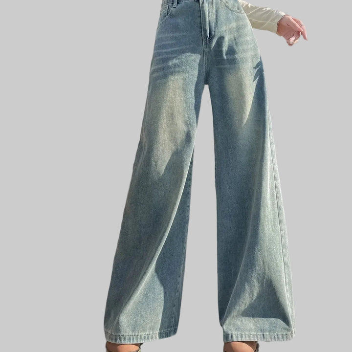 American Style High-Waisted Straight Leg Jeans