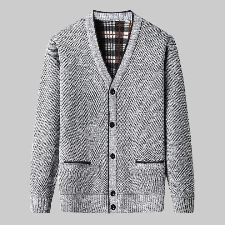 Thick Knitted Fleece V-Neck Cardigan
