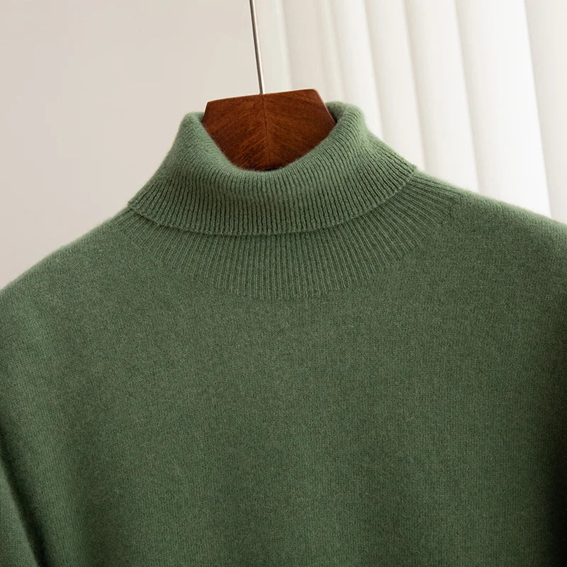 100% Merino Wool Turtleneck Pullover Sweater
