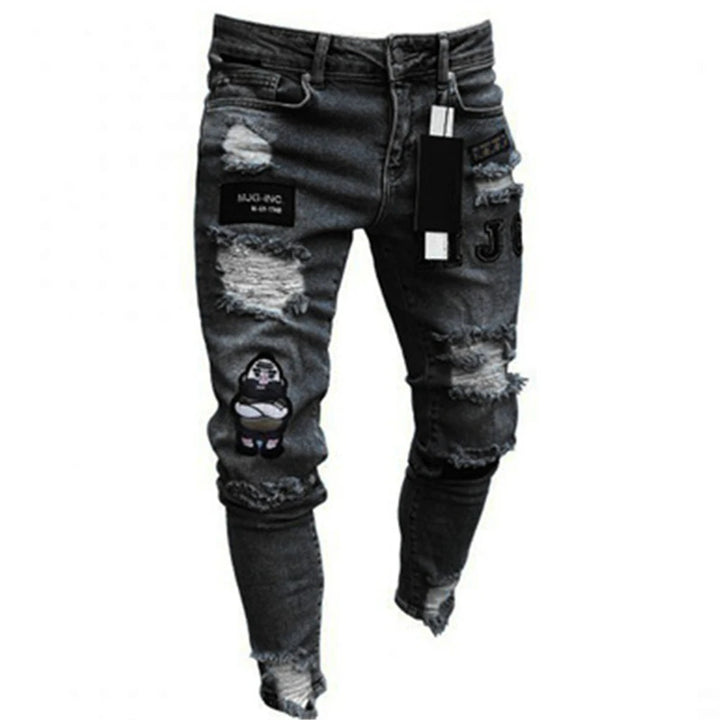 Embroidered Cotton Stretch Skinny Ripped Jeans