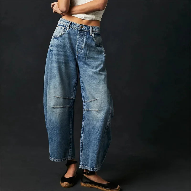 American Style Knee Splicing Denim Jeans