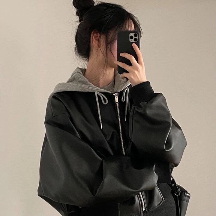 American Patchwork PU Leather Jacket
