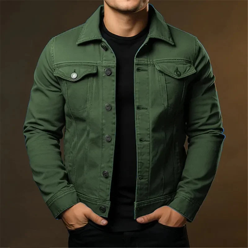 Casual Solid Color Turn-Down Collar Denim Jacket