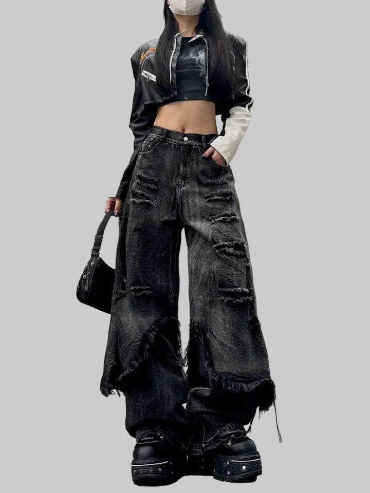 Oversized American Gothic Patchwork Jeans