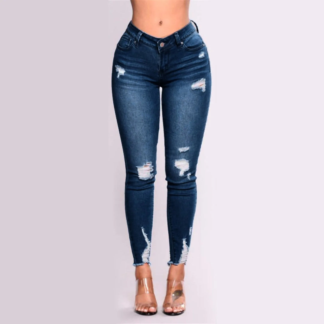 High-Waisted Ripped Skinny Jeans