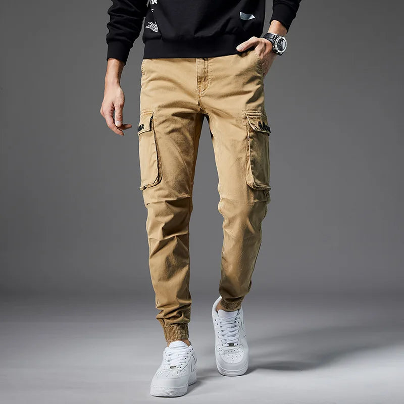 Slim Fit Elastic Waist Cargo Jeans