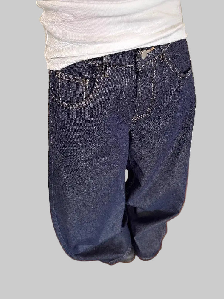 Trendy Unisex High Street Wide-Leg Jeans
