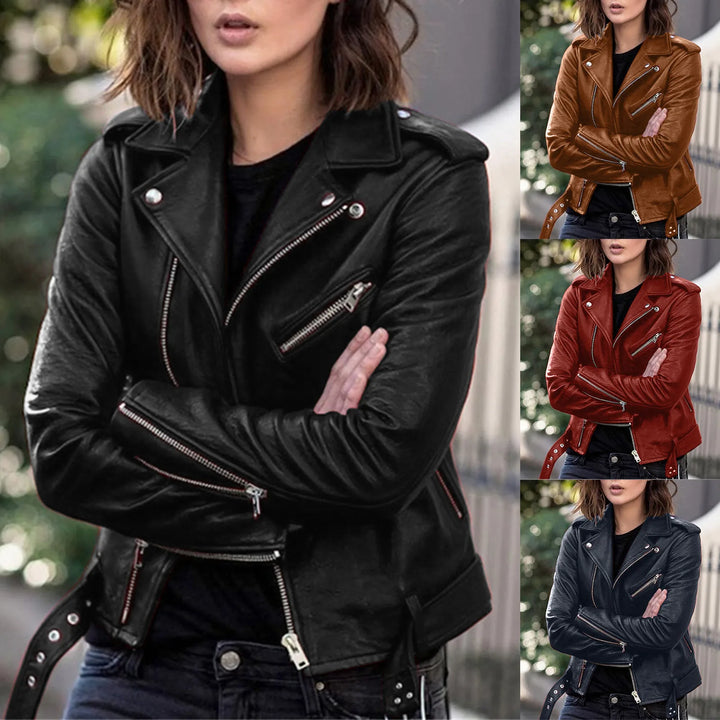 Slim Zipper Up Leather Moto Biker Bomber Jackets