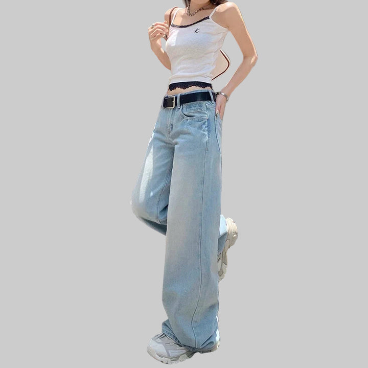Trendy Low Waist Wide Leg Jeans