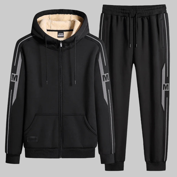 Lamb Cashmere Hooded Zipper Tracksuit