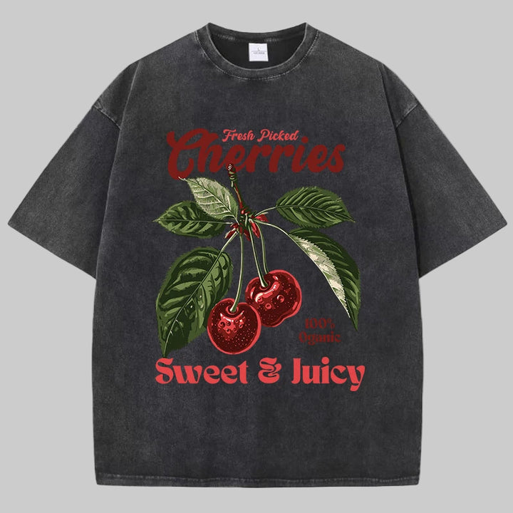Freshly Picked Cherries Oversized Cotton-Washed Tees
