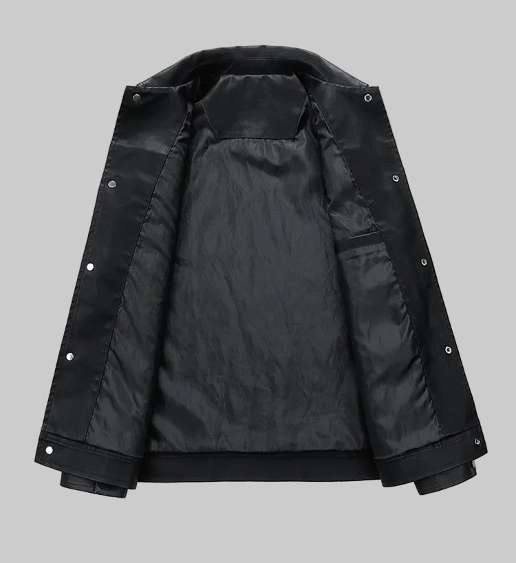 PU Leather Stand Collar Fashion Outerwear