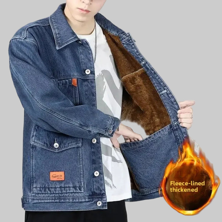 Thick Fleece-Lined Winter Denim Jacket