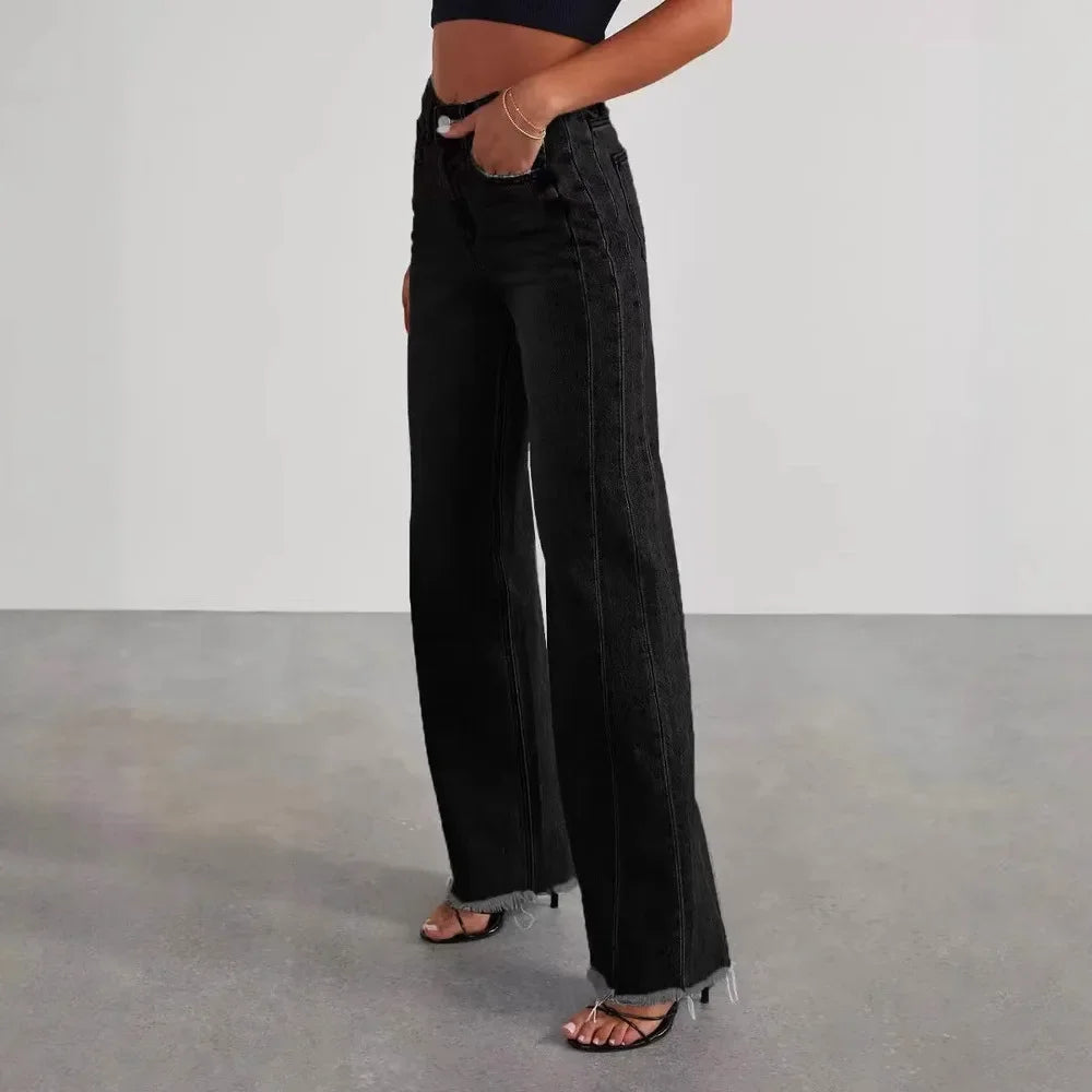 Vintage-Inspired High-Waisted Straight Leg Jeans