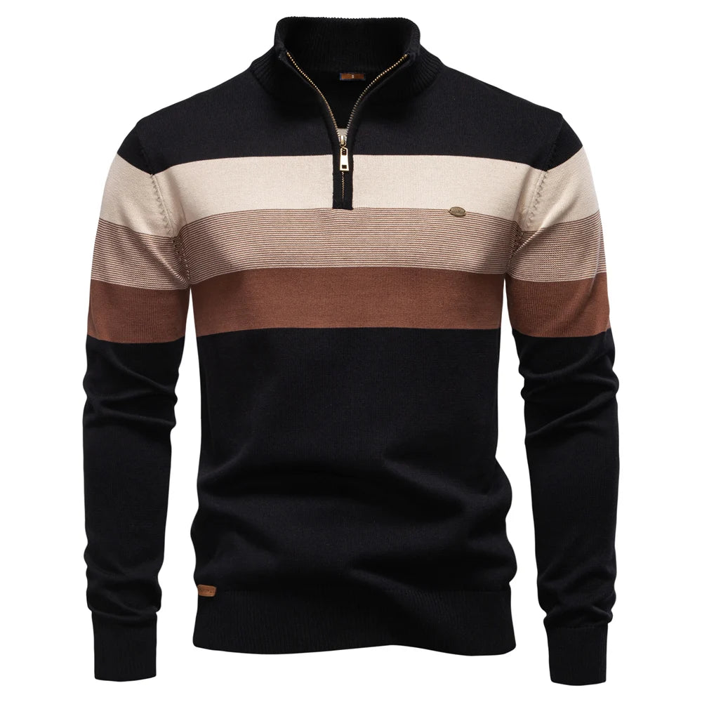 Cotton Mock Neck Quarter-Zip Sweater