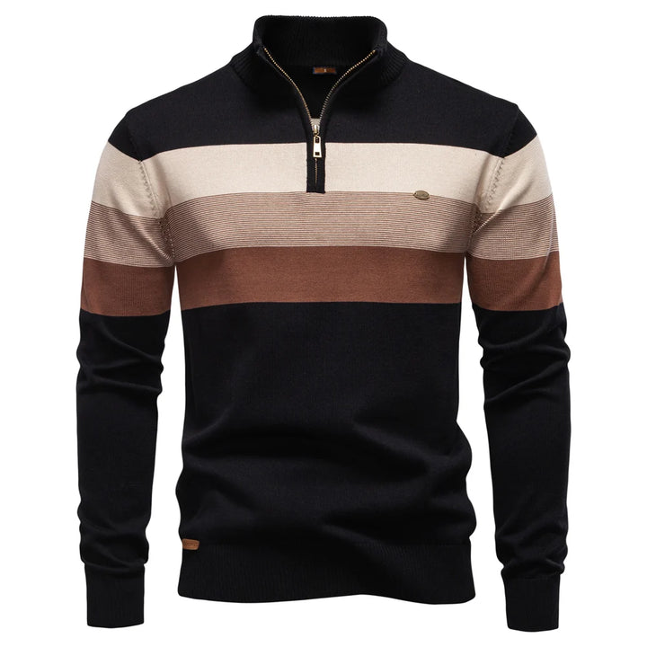 Cotton Mock Neck Quarter-Zip Sweater