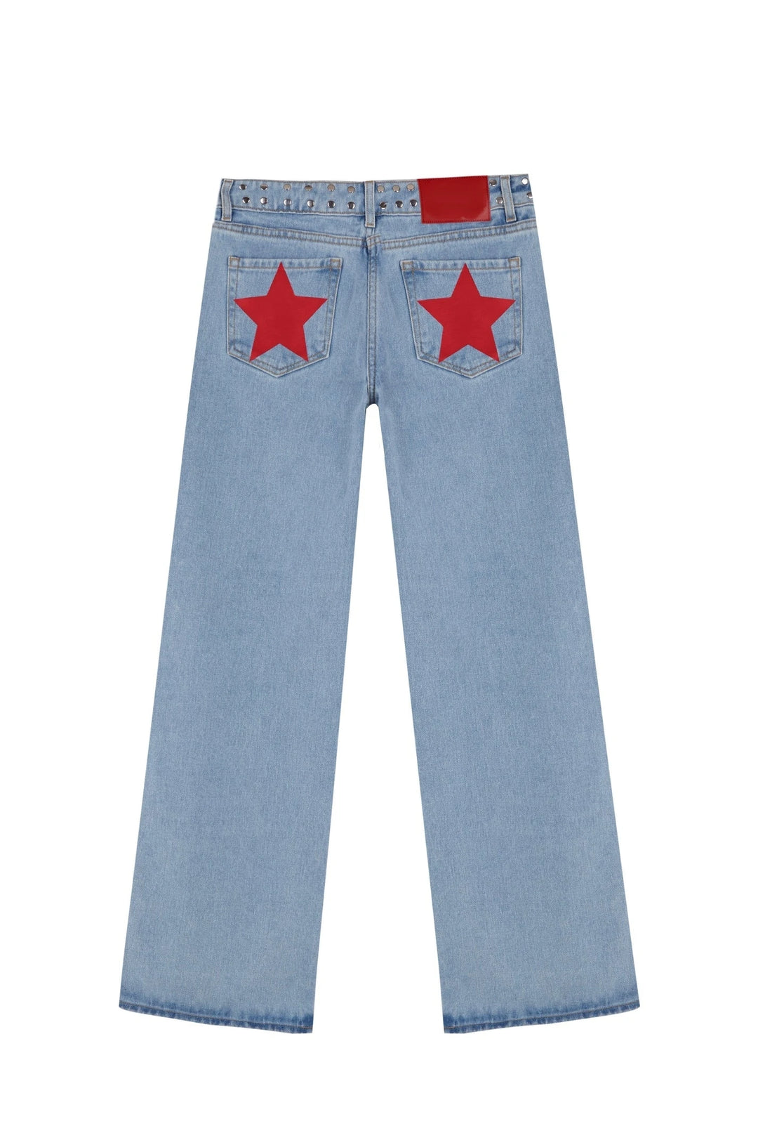 Retro Five-Pointed Star Print High-Waisted Baggy Jeans