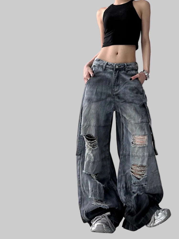 Vintage High Waist Multi-Pocket Jeans