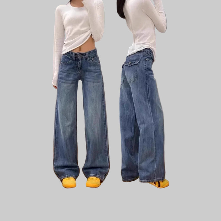 Trendy American Retro High-Waisted Wide Leg Jeans