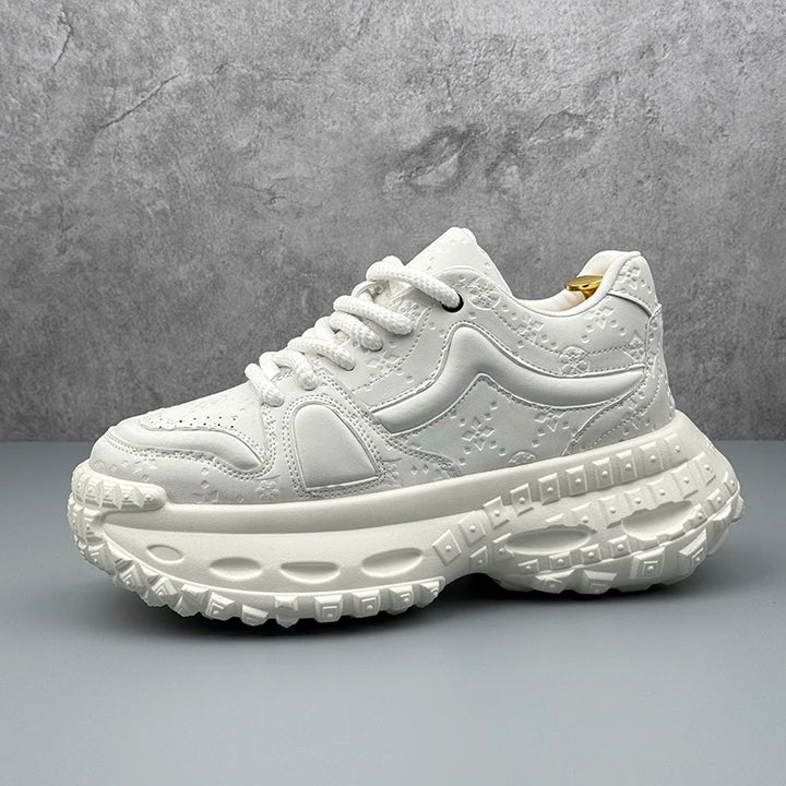 Designer Leather Fabric Chunky Sneakers