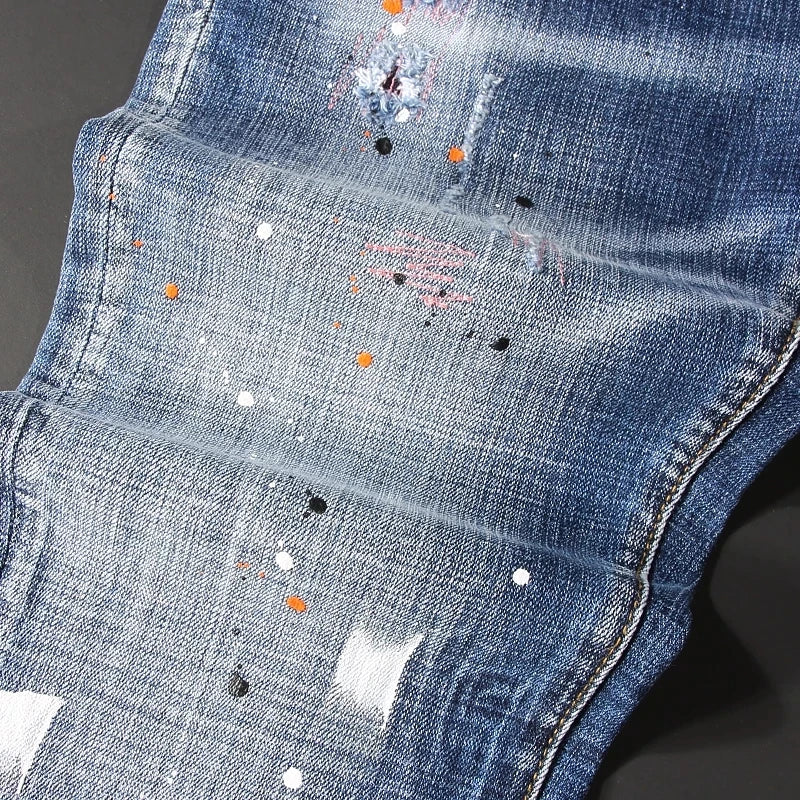 Classic Slim Fit Ripped Jeans