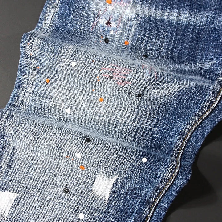 Classic Slim Fit Ripped Jeans