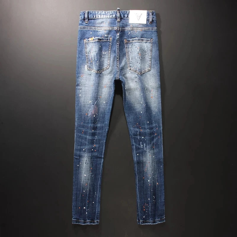 Classic Slim Fit Ripped Jeans