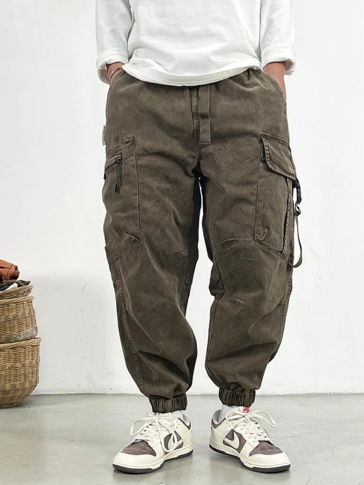 Premium Snow Wash Distressed Cargo Pants