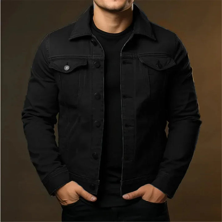 Casual Solid Color Turn-Down Collar Denim Jacket