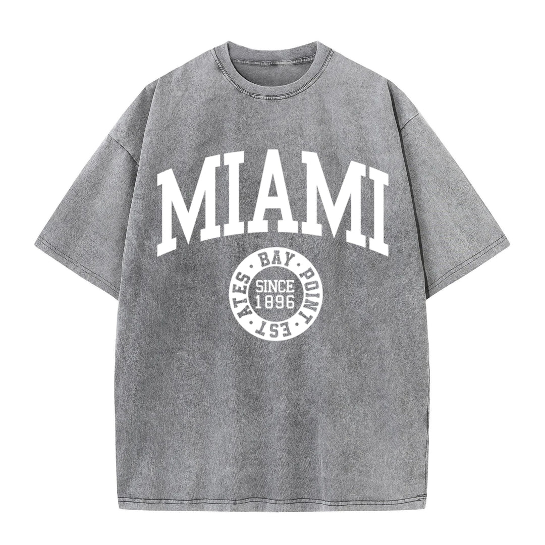 Miami Print Unisex Washed Cotton T-Shirt