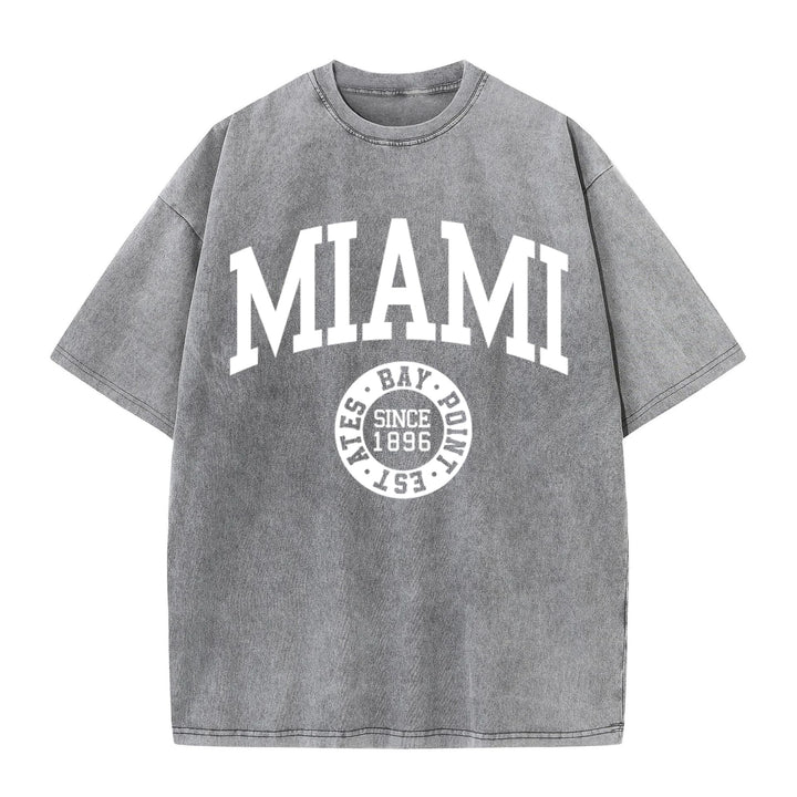 Miami Print Unisex Washed Cotton T-Shirt