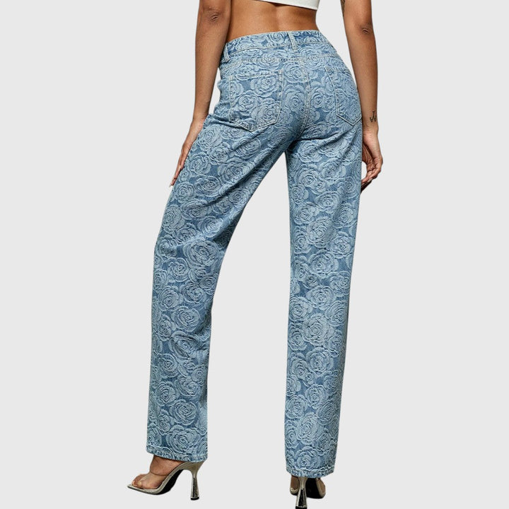 Floral Print Straight Leg Jeans