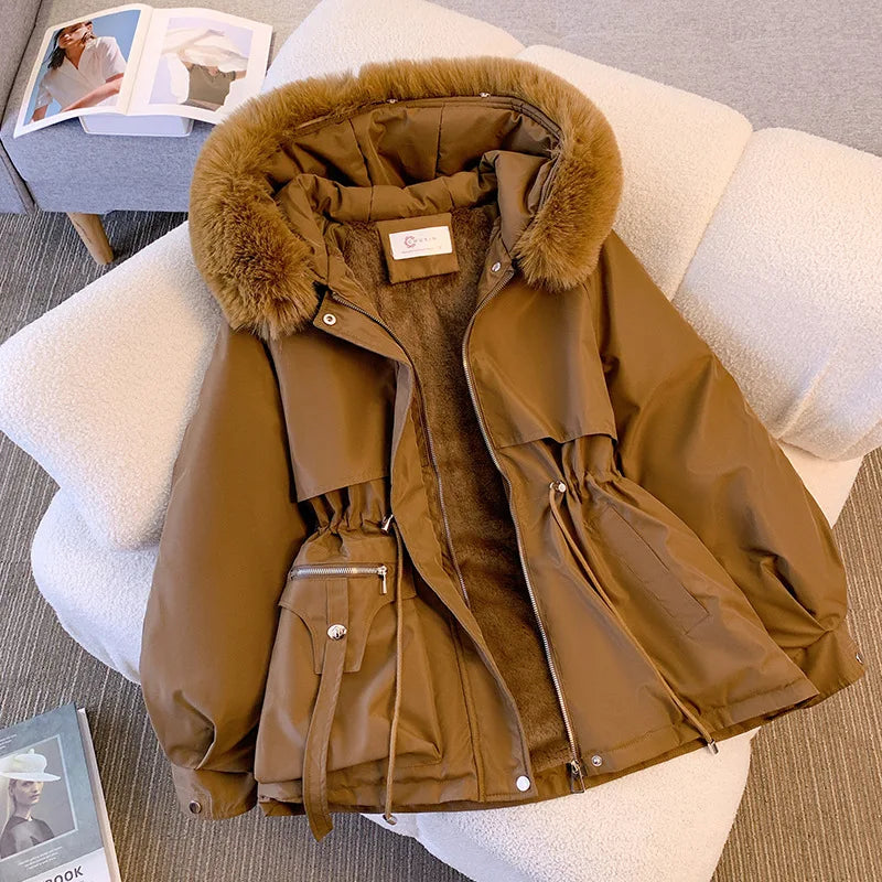 Fleece-Lined Hood Down Jacket