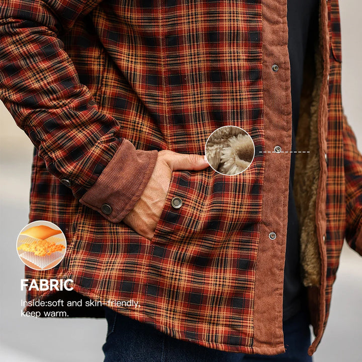 Plaid Sherpa-Lined Flannel Bomber Coat