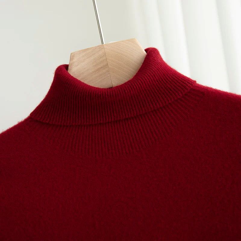 100% Merino Wool Turtleneck Pullover Sweater