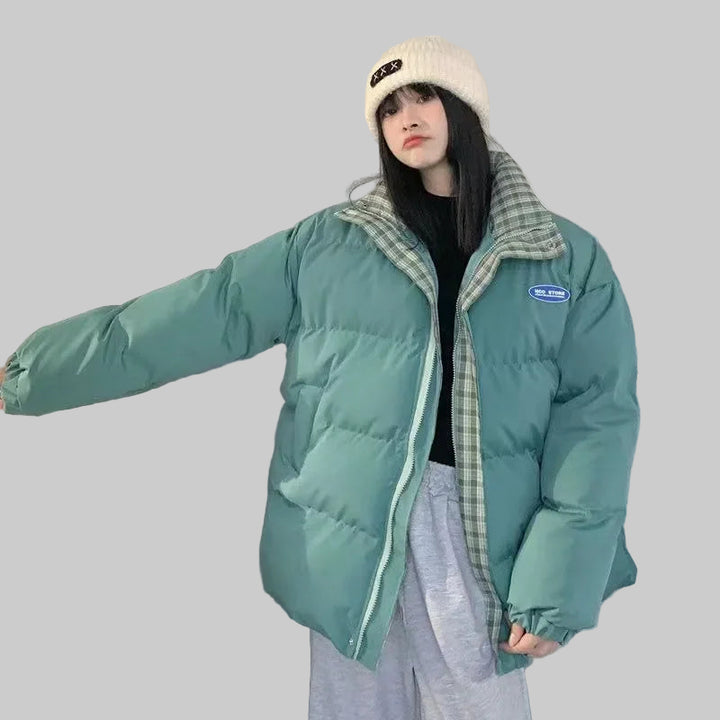 Unisex Plaid Splicing Cotton Jacket