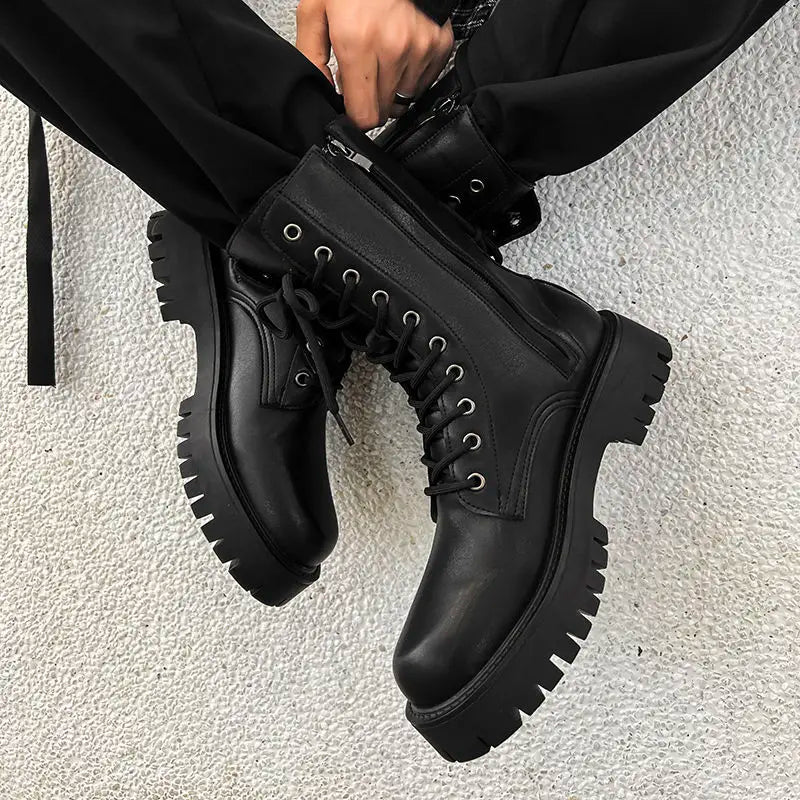 LMQ British Style Leather Chelsea Motorcycle Boots