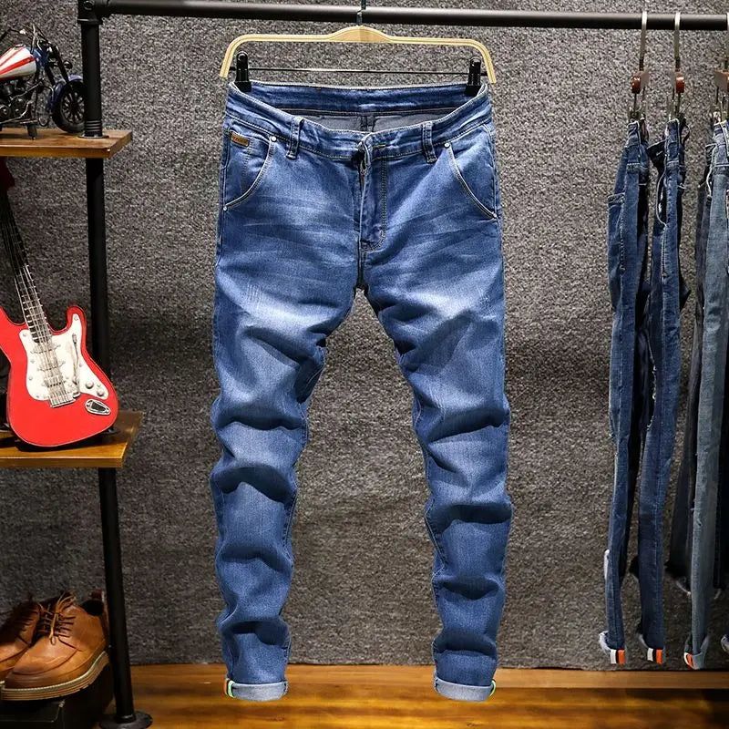 American Style Slim-Fit Ripped Cotton Straight Jeans