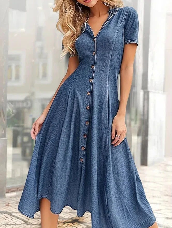 Loose Denim Button-Up Dress