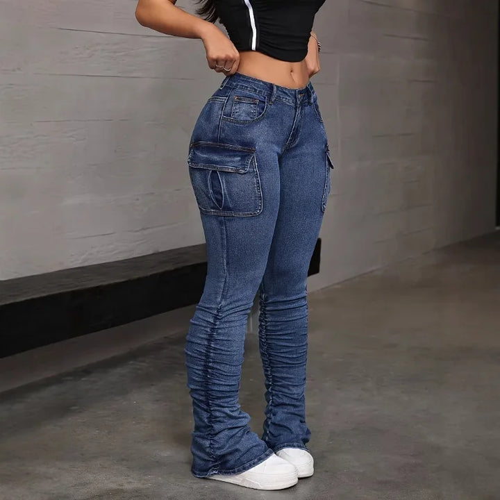 High-Waisted Elastic Jeans Hip-Lifting Denim Pants