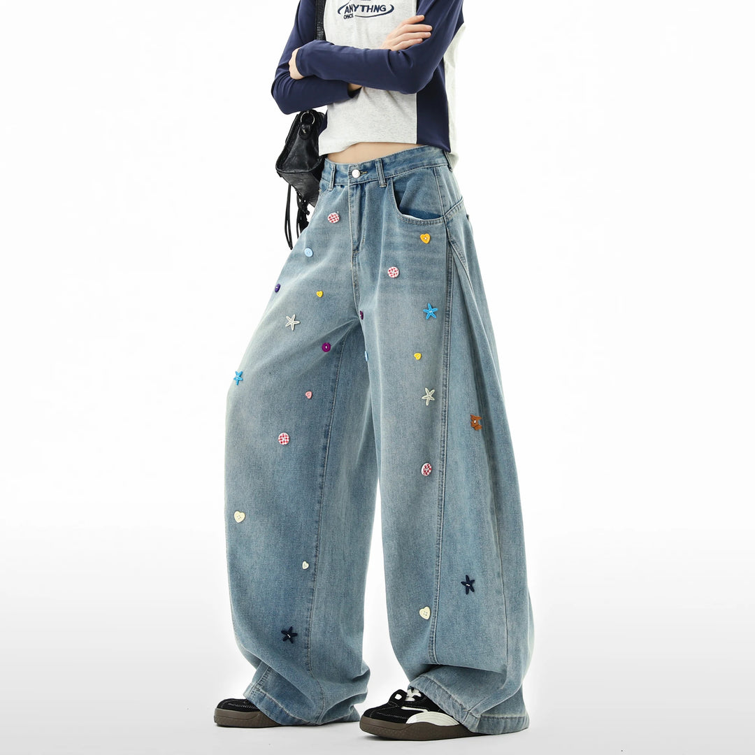 Patchwork Baggy Loose Fit Jeans