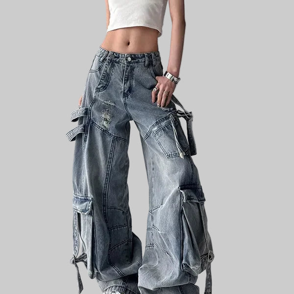 American Retro Deconstructed Sash Jeans