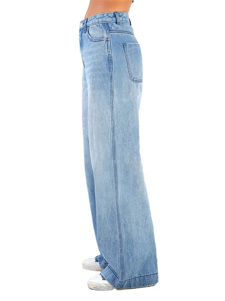 High Waist Wide Leg Denim Jeans