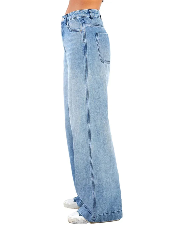 High Waist Wide Leg Denim Jeans