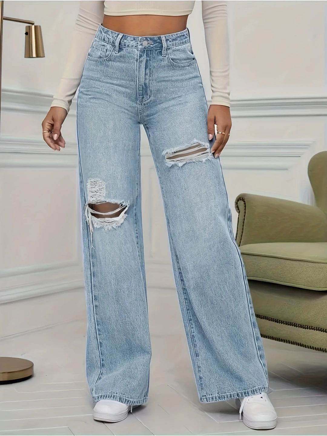 Plus Size Stretch Ripped Jeans