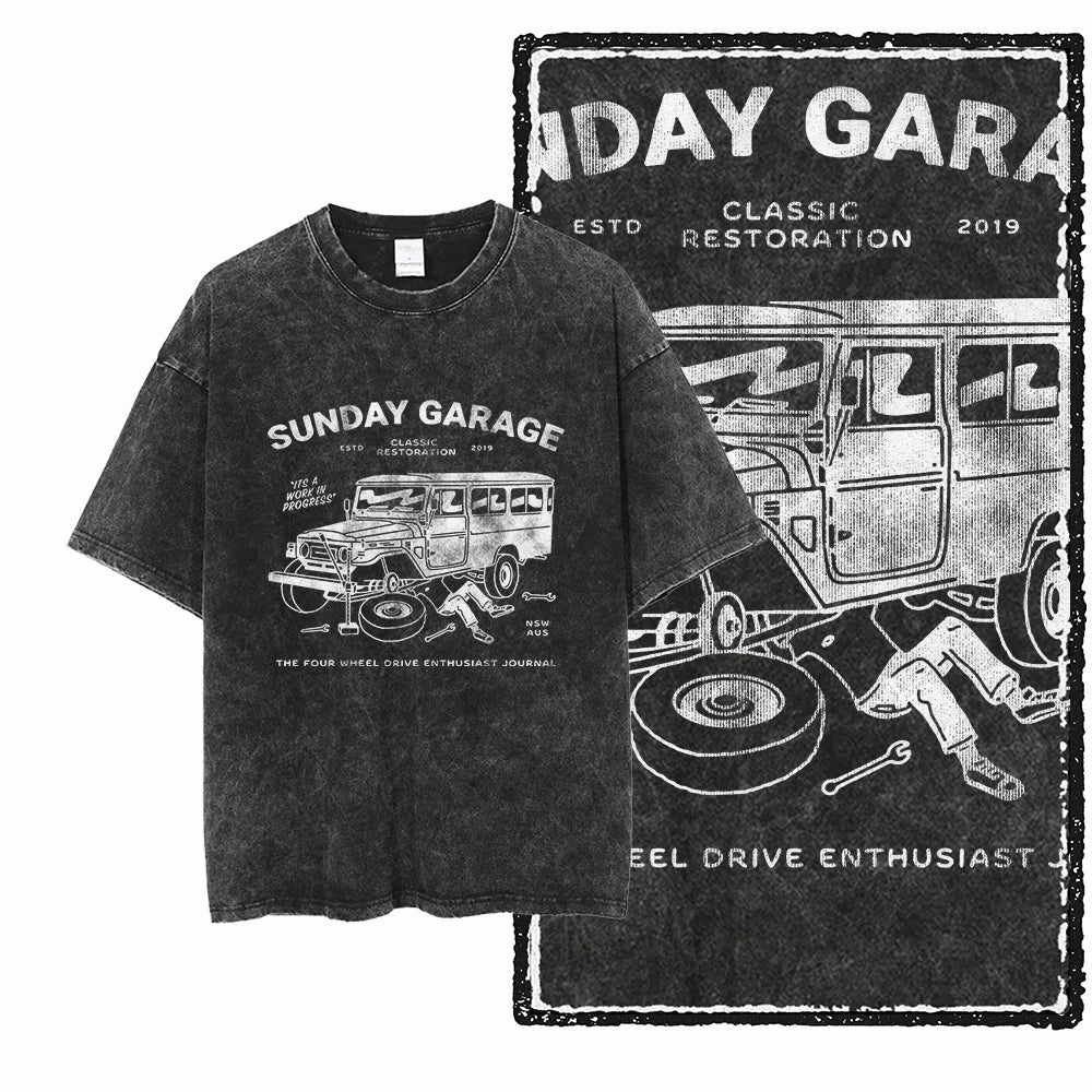 VAN LIFE Vintage Acid Washed Graphic T-Shirts